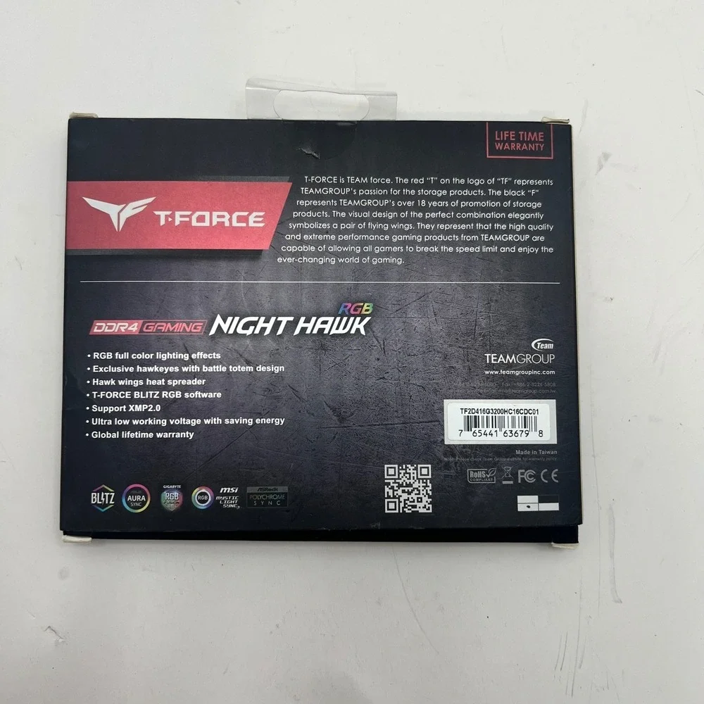 TeamGroup T-Force Night Hawk RGB DDR4 16GB 3200MHz RAM (2 x 8GB) CL-16-18-18-38